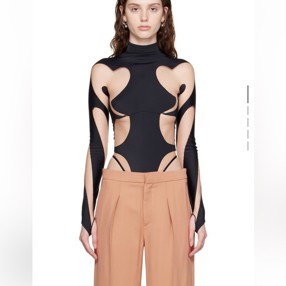 Thierry Mugler Tops - MUGLER rodeo, Black hearts 🖤 cut out bodysuit with sheer mesh panels, lu…